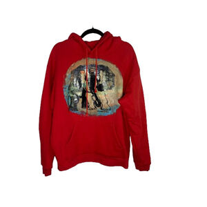 Elephant Hand Painted Unisex Size XL Hoodie Hooded Sweatshirt Red Delta Fleece